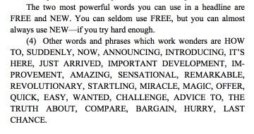 A list of words and phrases that work wonders according to Ogilvy.