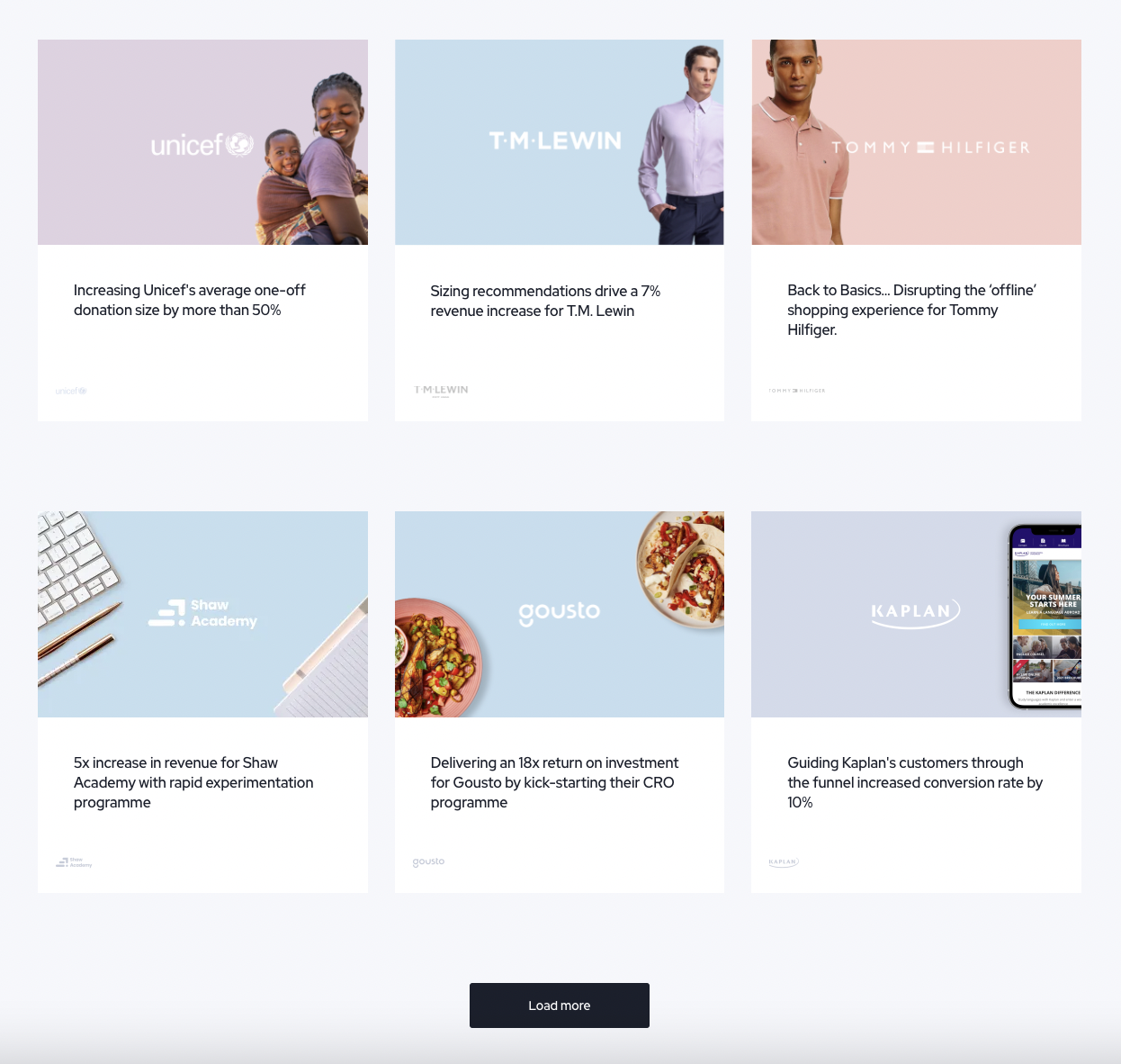 A screenshot of our client success page